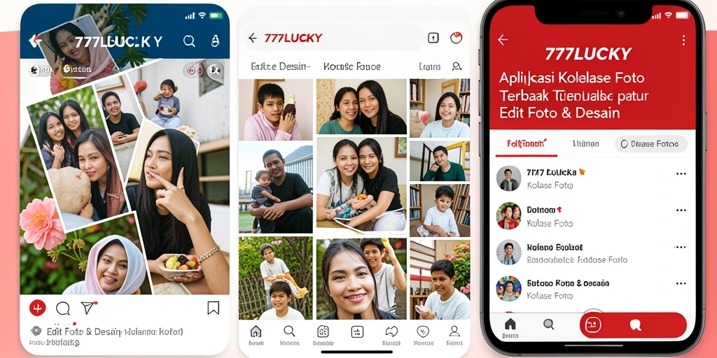 Tampilan antarmuka aplikasi Kolase Foto 777LUCKY yang menarik.