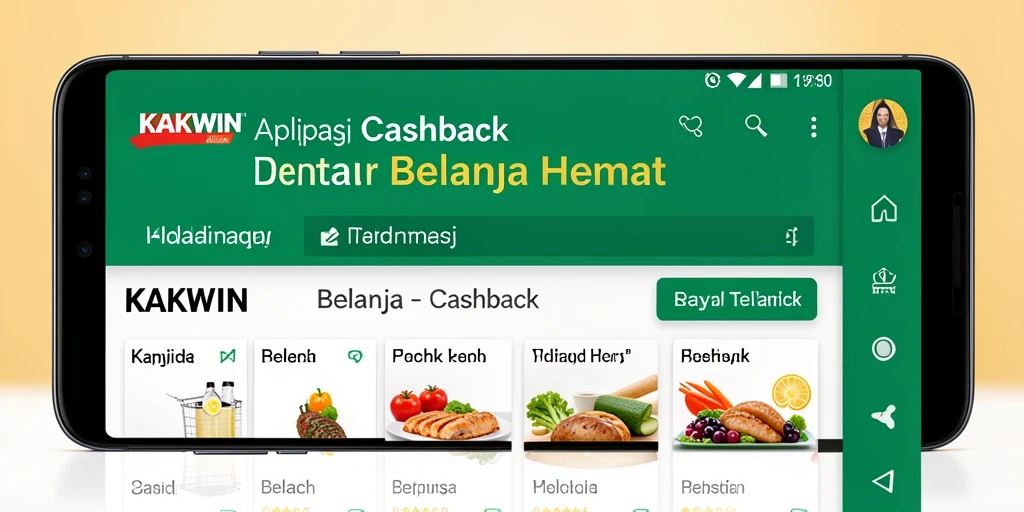 Tampilan antarmuka KAKWIN yang sederhana dan menarik untuk fungsi Cashback.