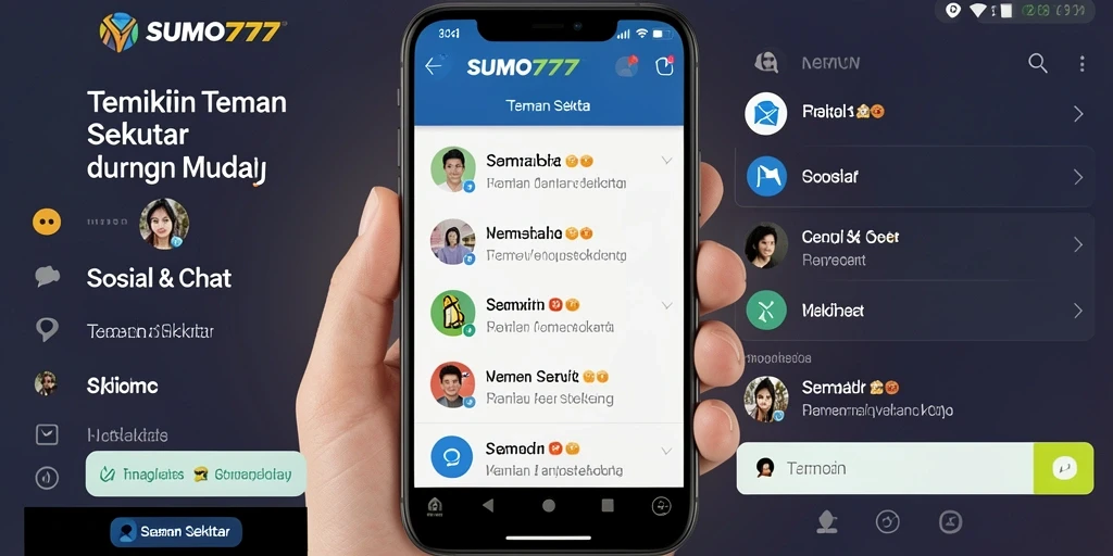 Tampilan antarmuka SUMO777 untuk berinteraksi dengan teman baru.